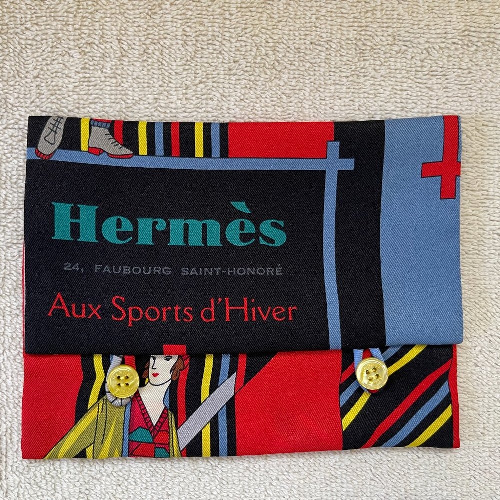Hermes Silk small pouch Aux Sports d'Hiver